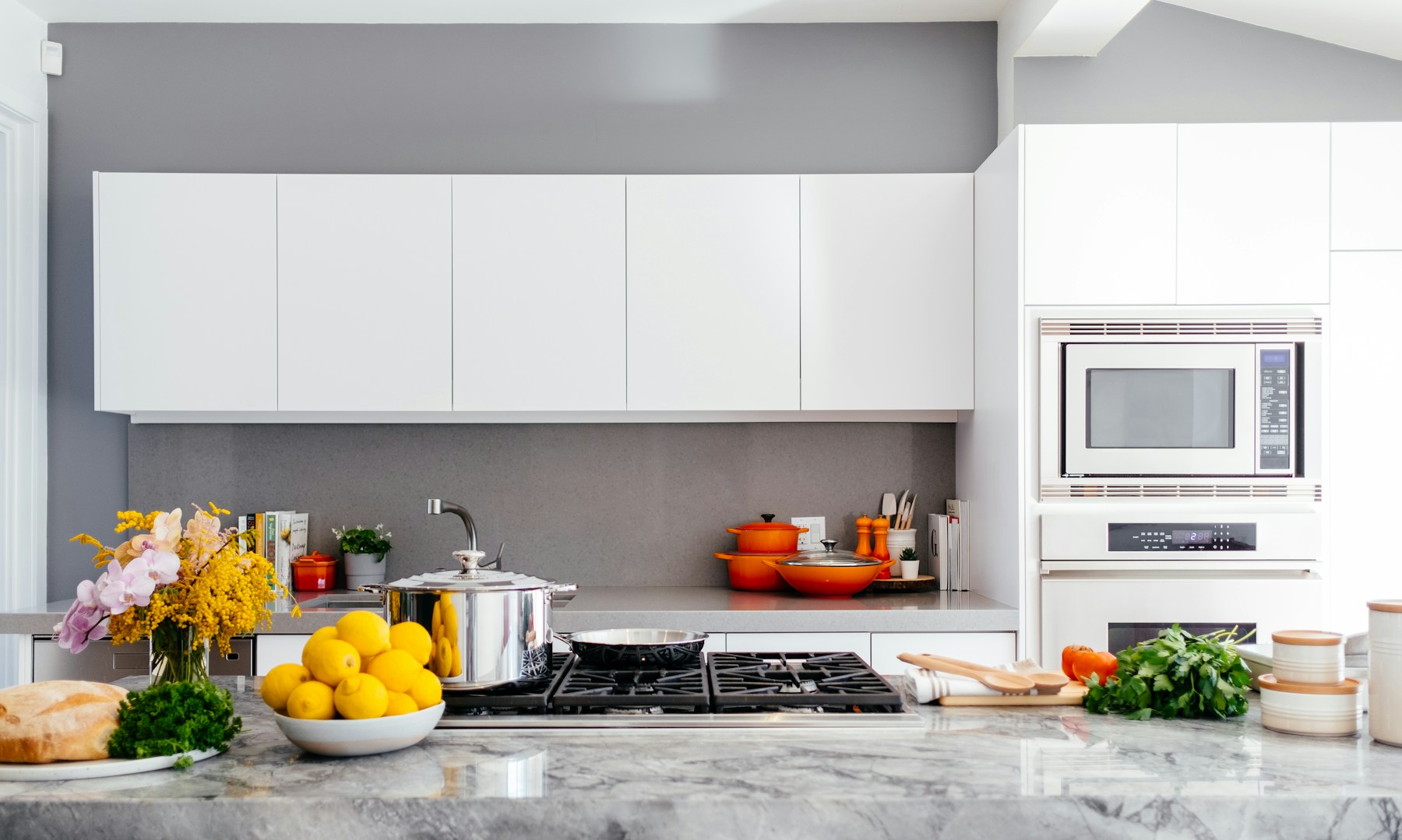Designer reviewing cabinet samples